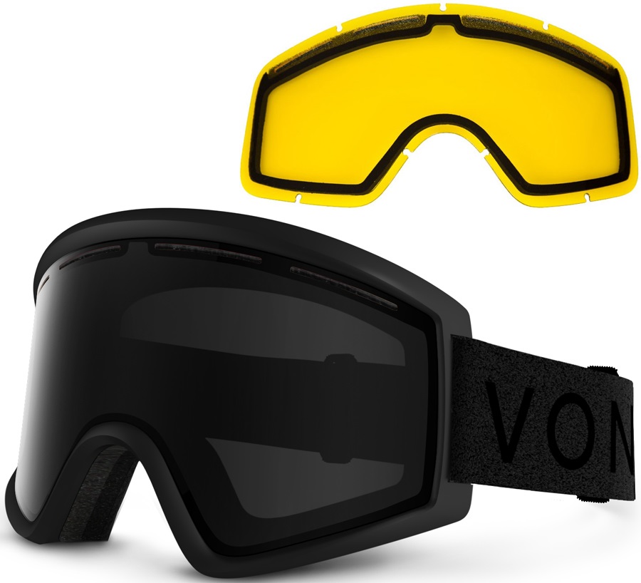 Von Zipper Cleaver Snowboard/Ski Goggles, L, Black Satin, Blackout